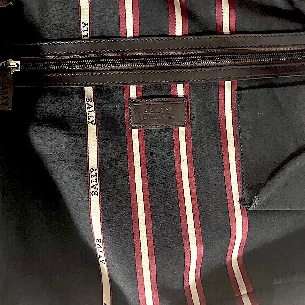 BALLY Brown Leather Trainspotting Work Bag Red Stripe Adjustable Shoulder Strap - Picture 9 of 16